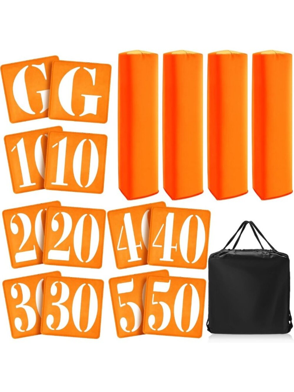 16 Pcs Football Yard Markers Set with Pylons & Carry Bag - Sports Training Gear